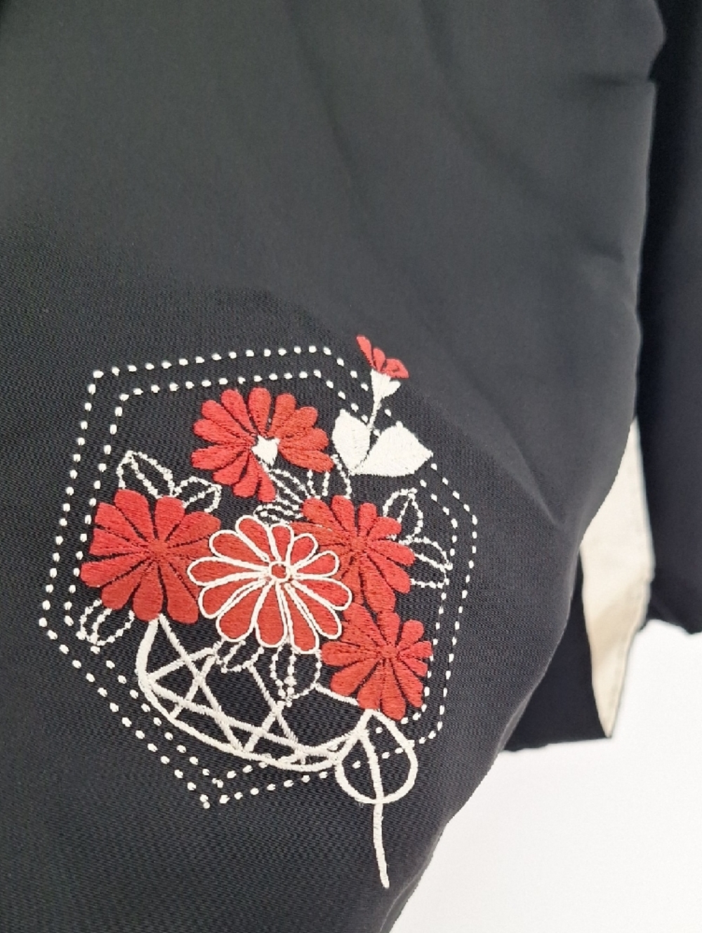 Black Kimono Jacket with Embroidered Detail - Picture 3 of 6
